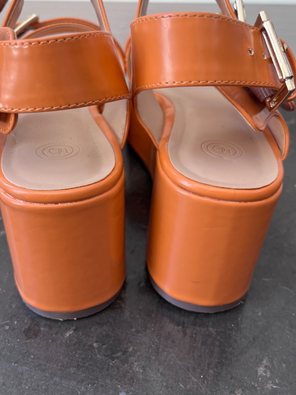Urban Outfitters Orange "Violet" buckled platform sandal women 8 - Picture 8 of 13